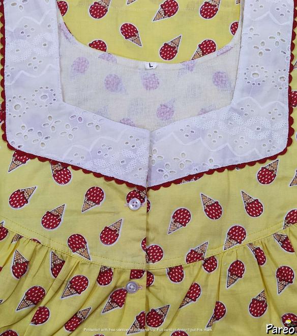 Cotton Half Open Large Printed Nighty