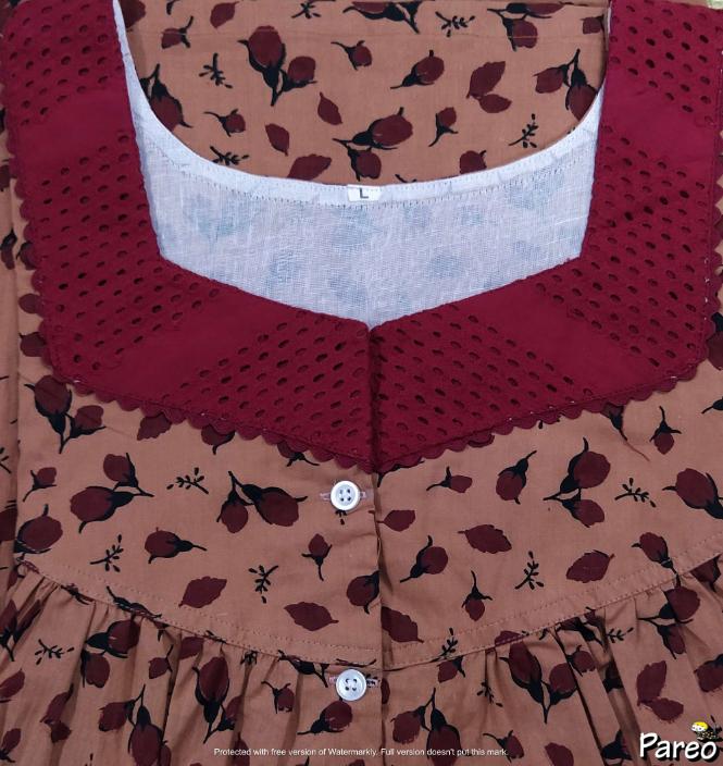 Cotton Half Open Large Printed Nighty