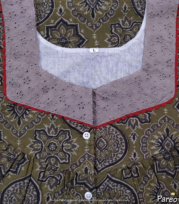 Cotton Half Open Large Printed Nighty
