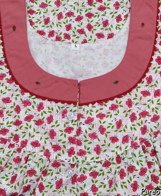 Cotton Half Open Large Printed Nighty