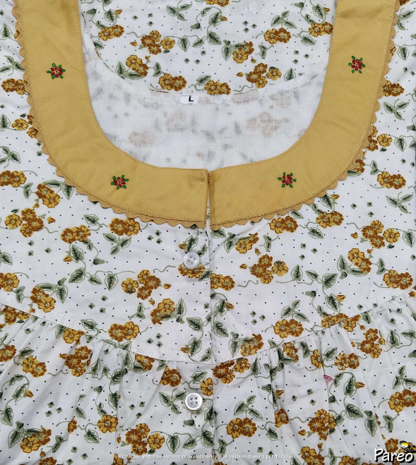 Cotton Half Open Large Printed Nighty