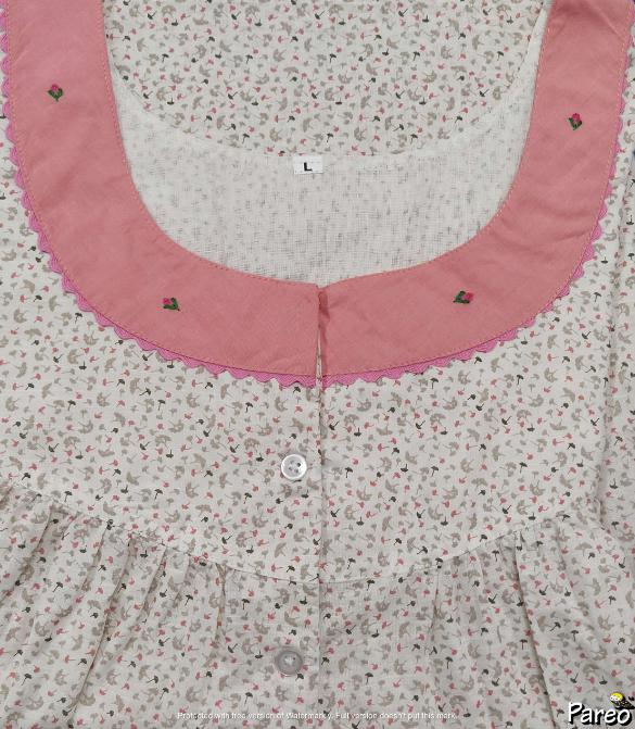 Cotton Half Open Large Printed Nighty