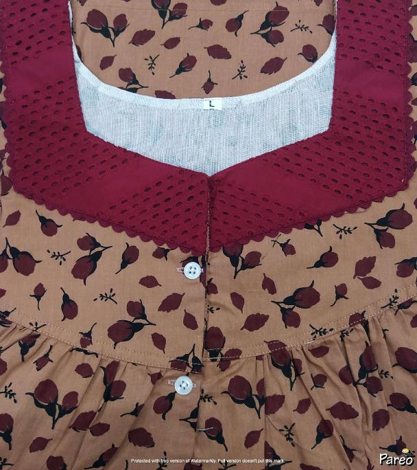 Cotton Half Open Large Printed Nighty