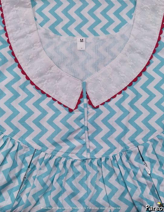 Cotton With Dual Side Zip Medium Printed Nighty