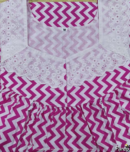 Cotton With Dual Side Zip Medium Printed Nighty