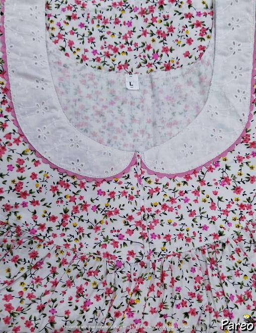 Cotton No Open Large Printed Nighty