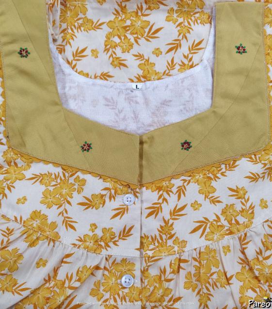 Cotton Half Open Large Printed Nighty