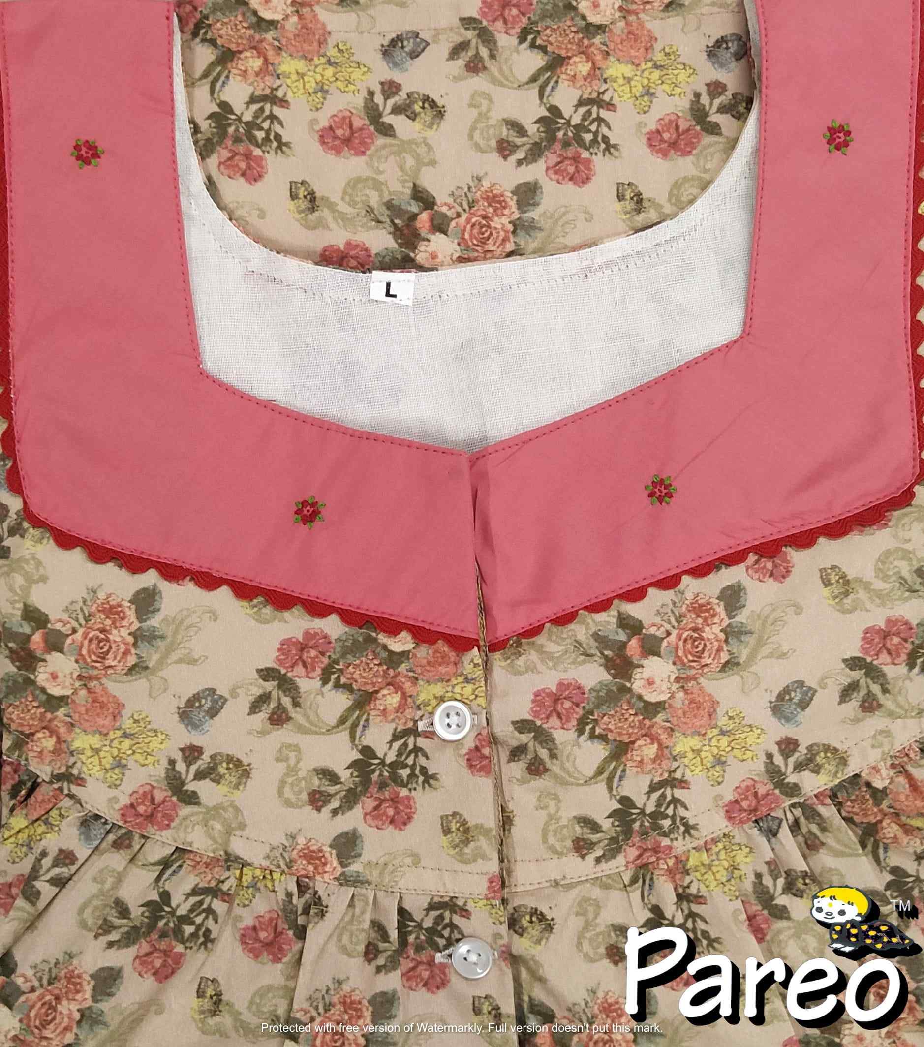 Cotton Half Open Large Printed Nighty