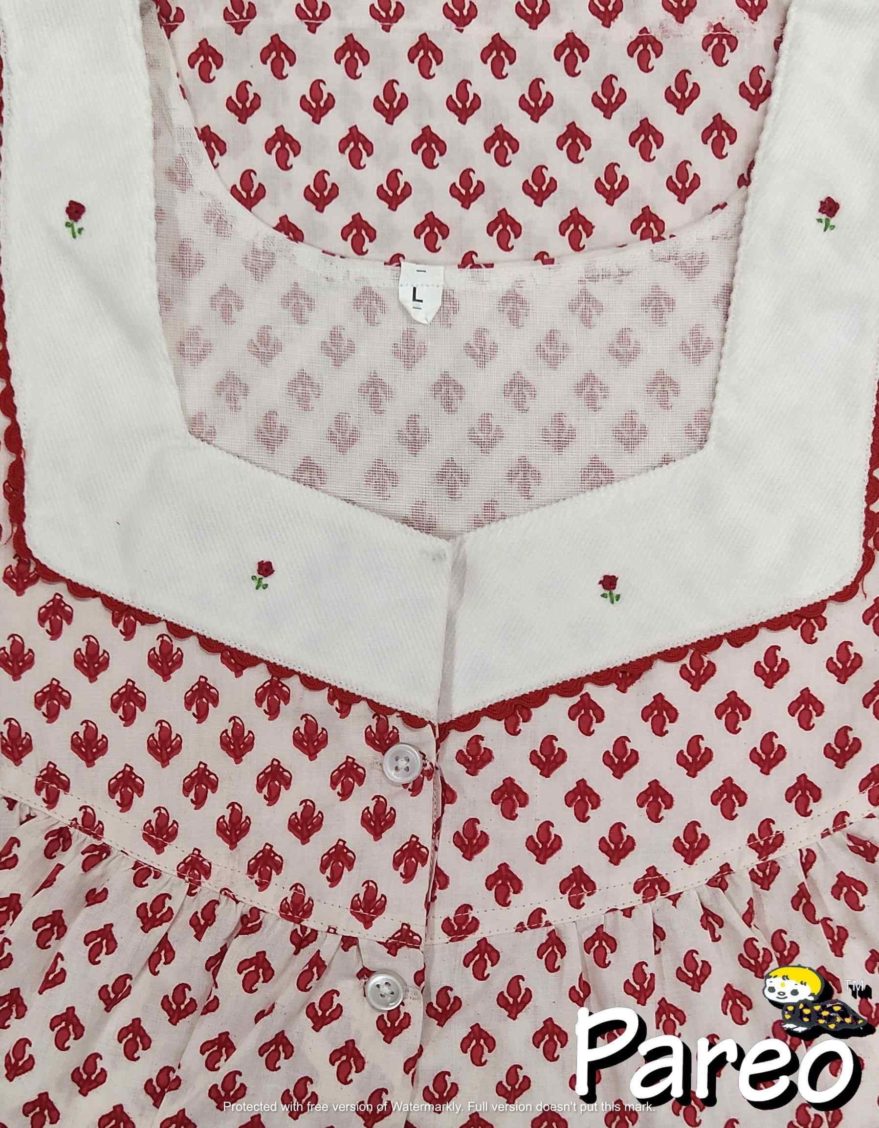 Cotton Half Open Large Printed Nighty