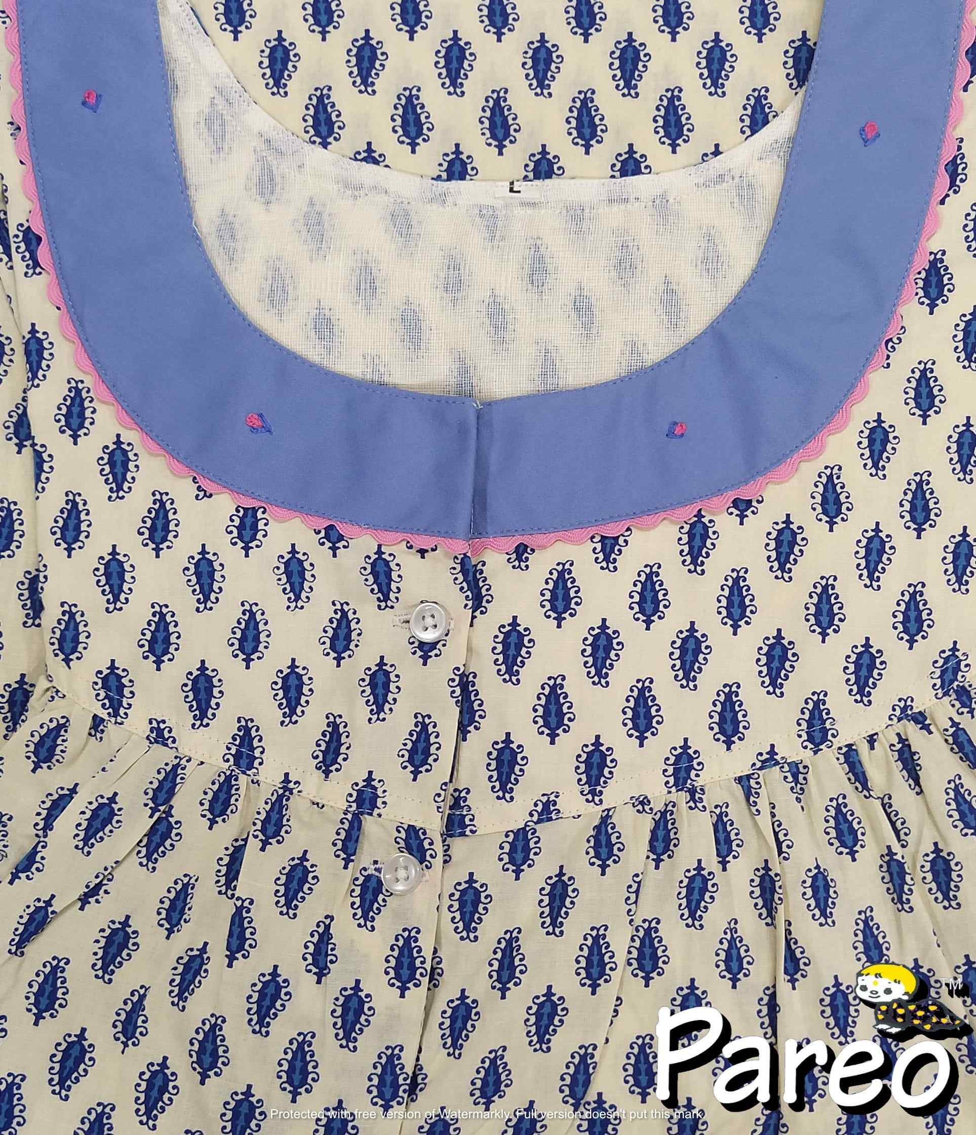 Cotton Half Open Large Printed Nighty
