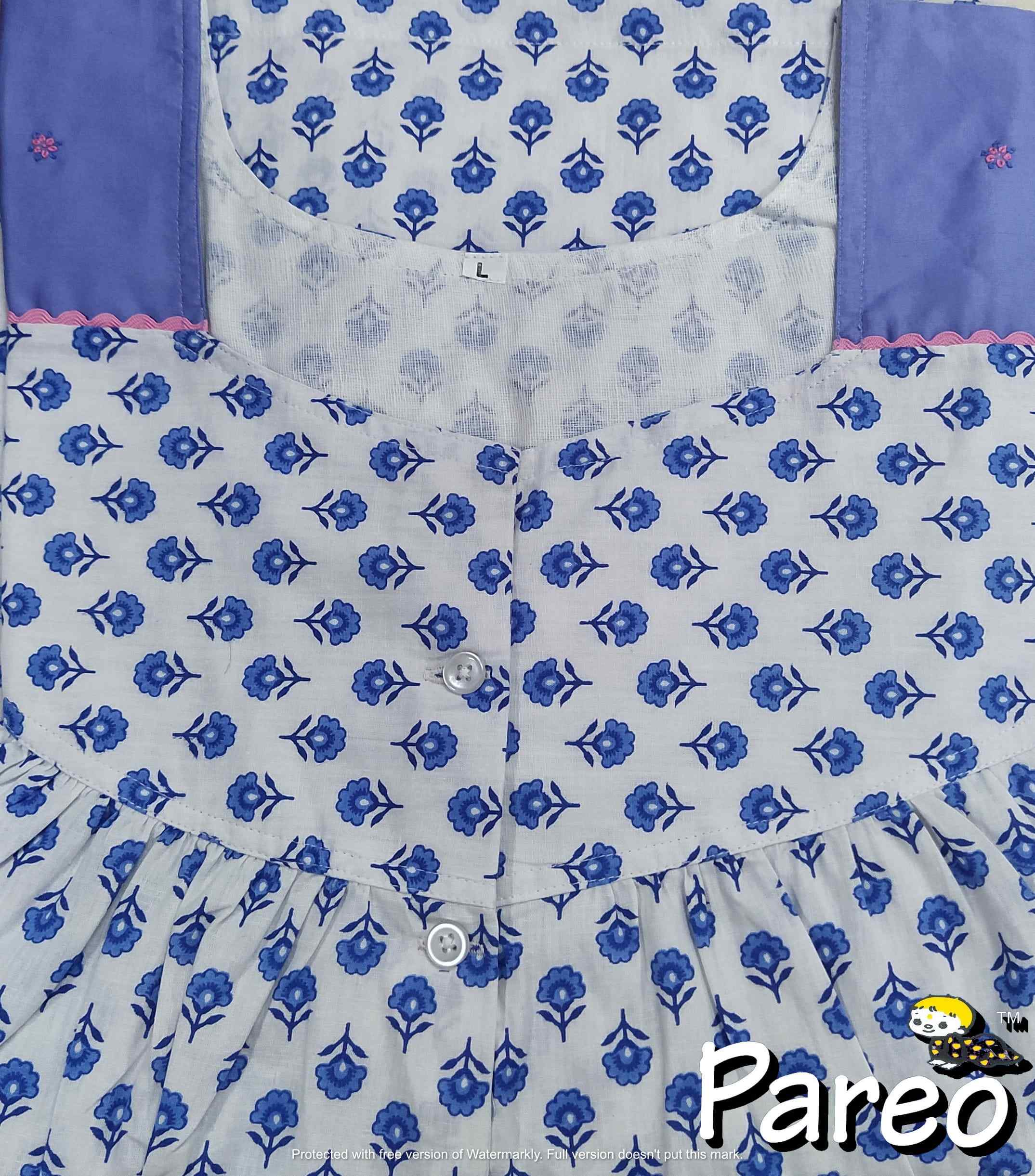 Cotton Half Open Large Printed Nighty