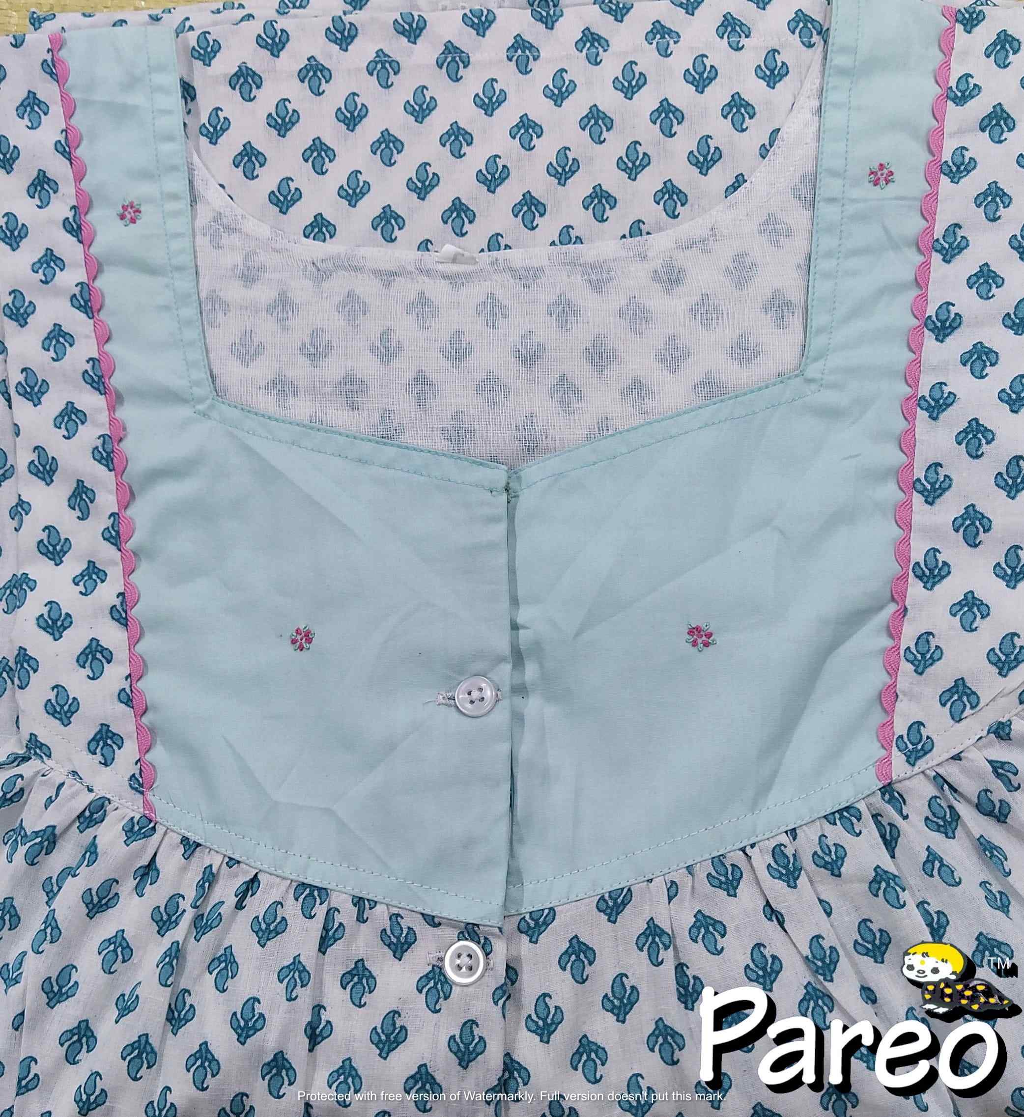 Cotton Half Open Large Printed Nighty