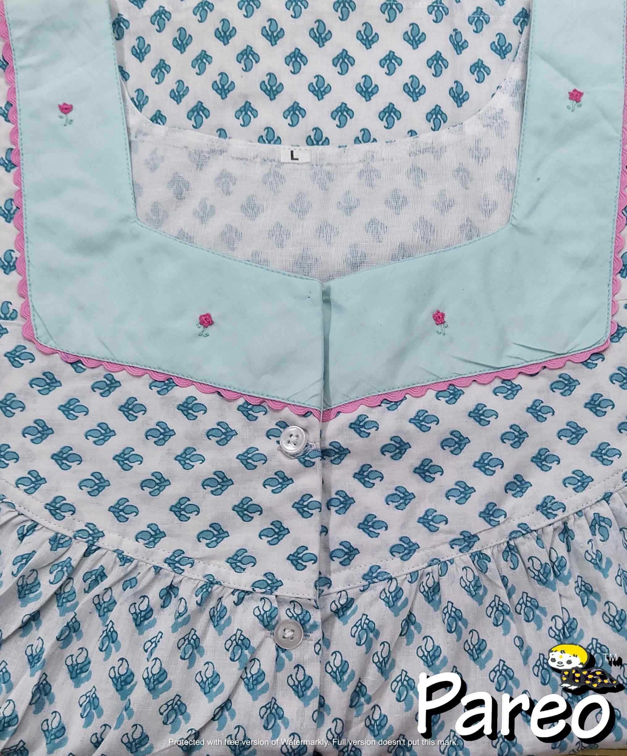 Cotton Half Open Large Printed Nighty