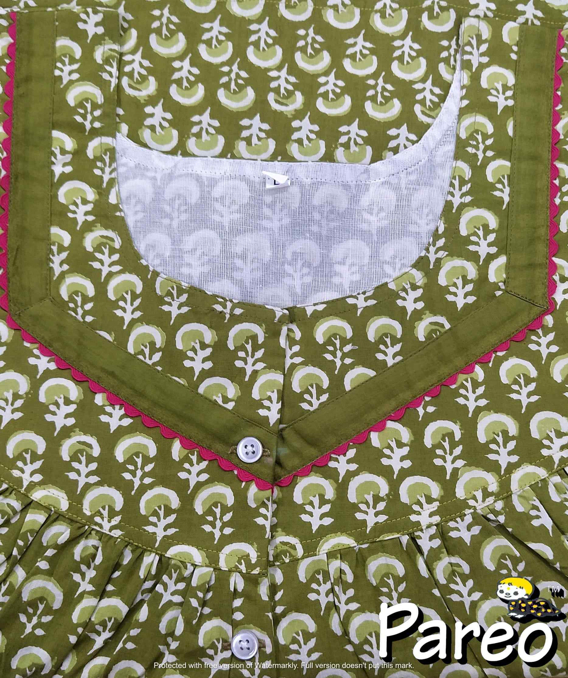 Cotton Half Open Large Printed Nighty