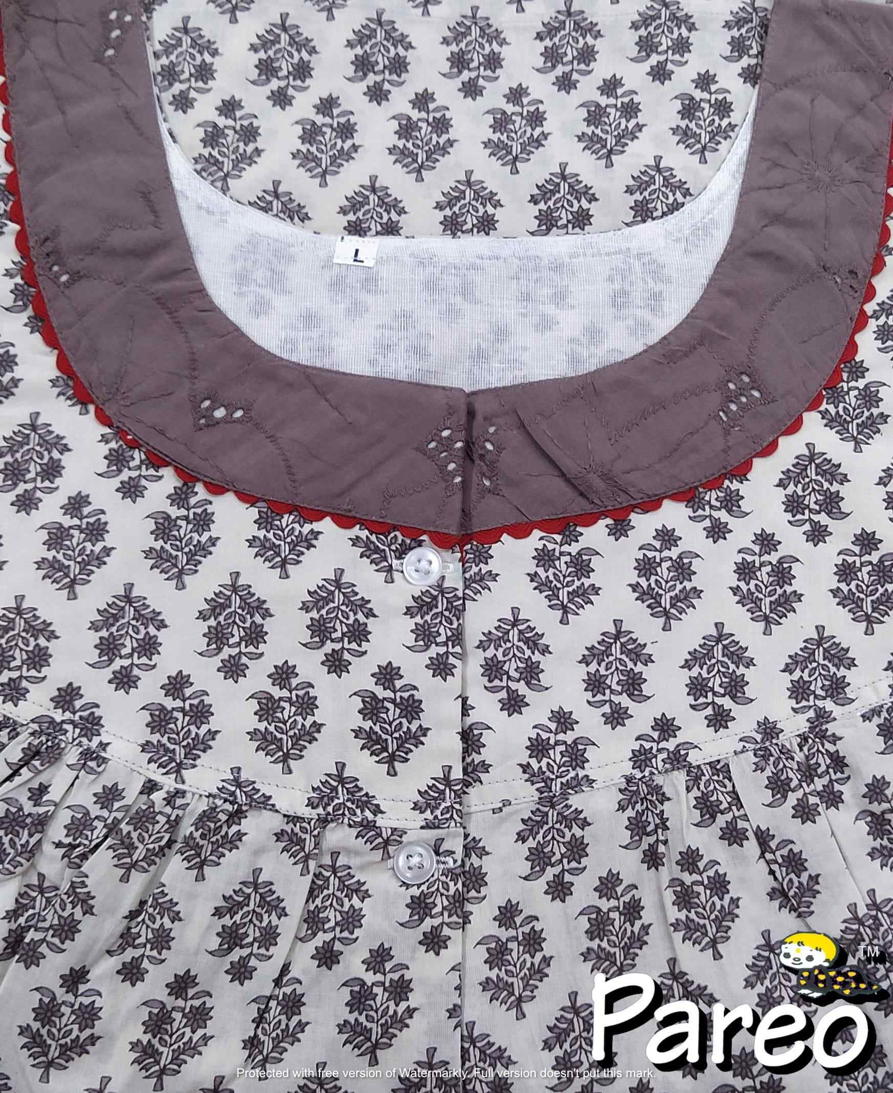Soft Cotton Half Open Large Printed Nighty