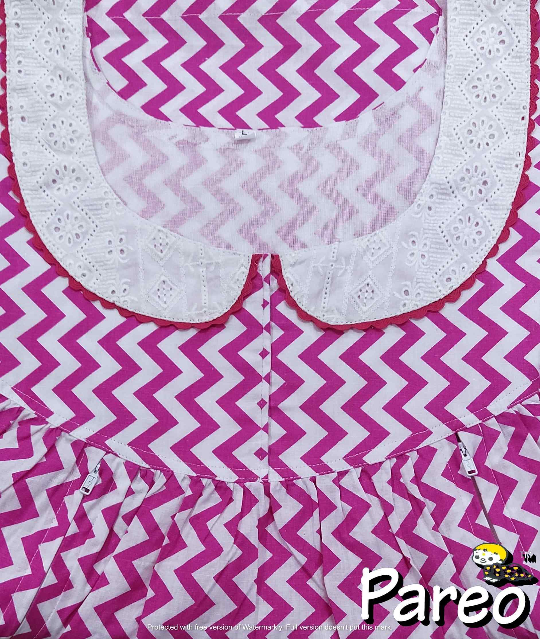 Cotton Side zip Large Printed Nighty