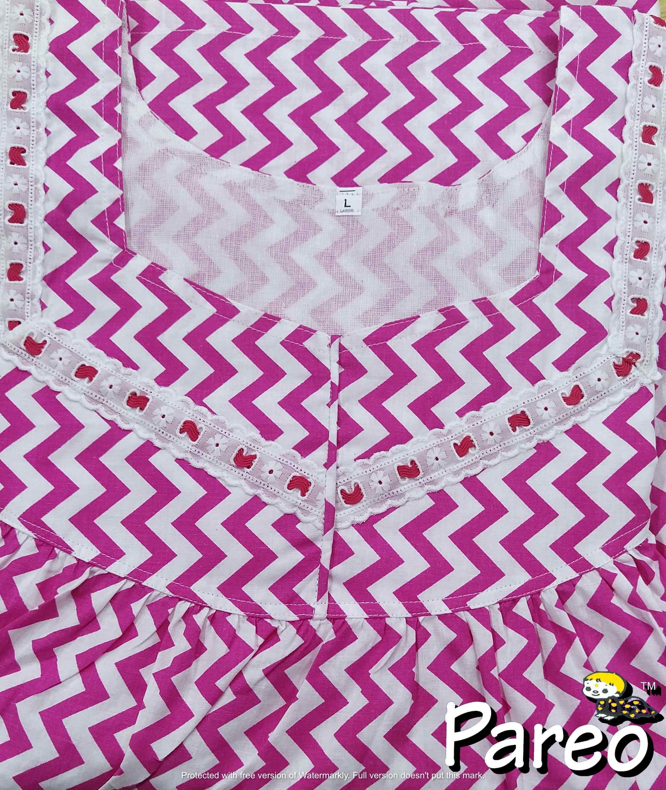 Cotton No Open Large Printed Nighty