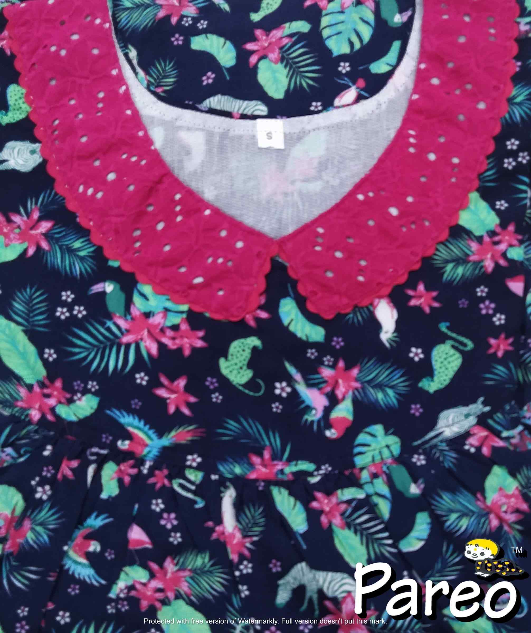 Rayon No Open Small Printed Nighty