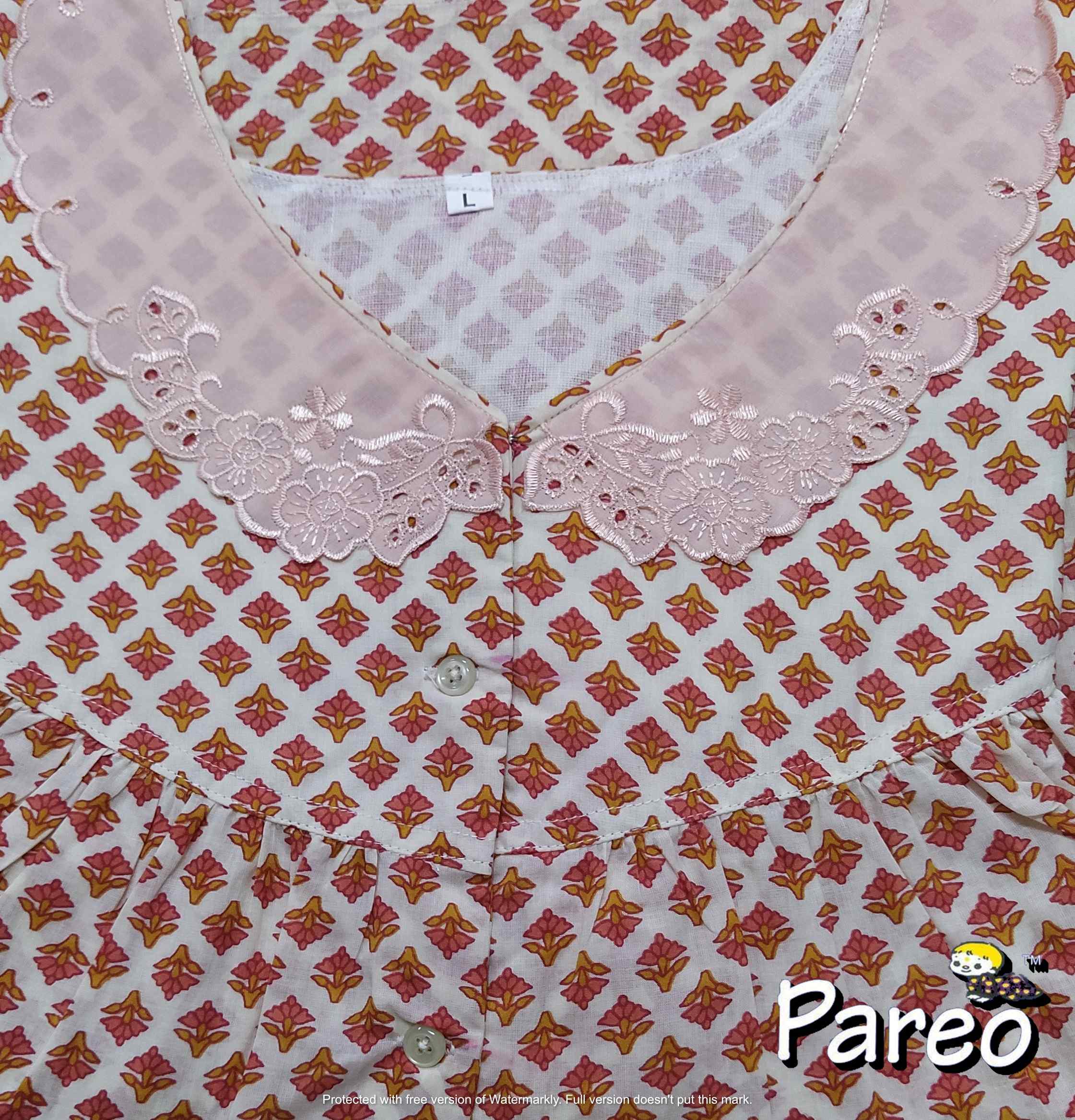 Soft Cotton Half Open Large Printed Nighty