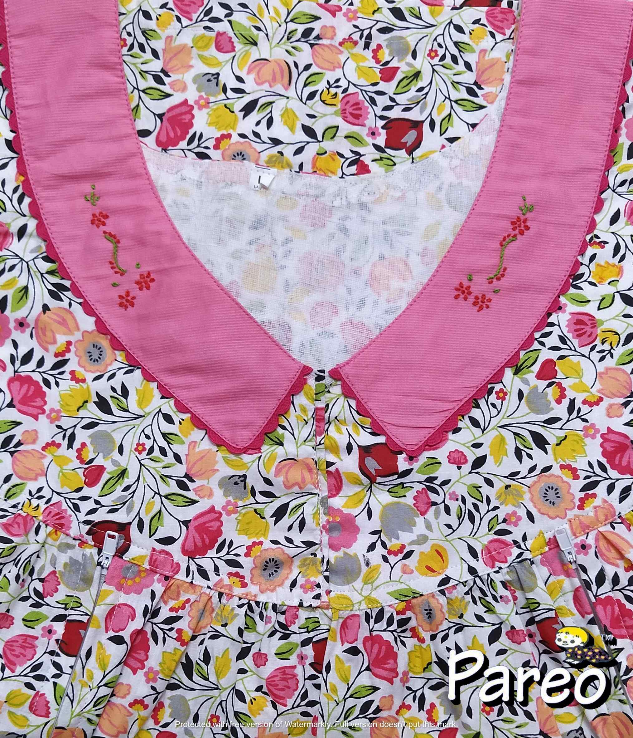Cotton Side zip Large Printed Nighty