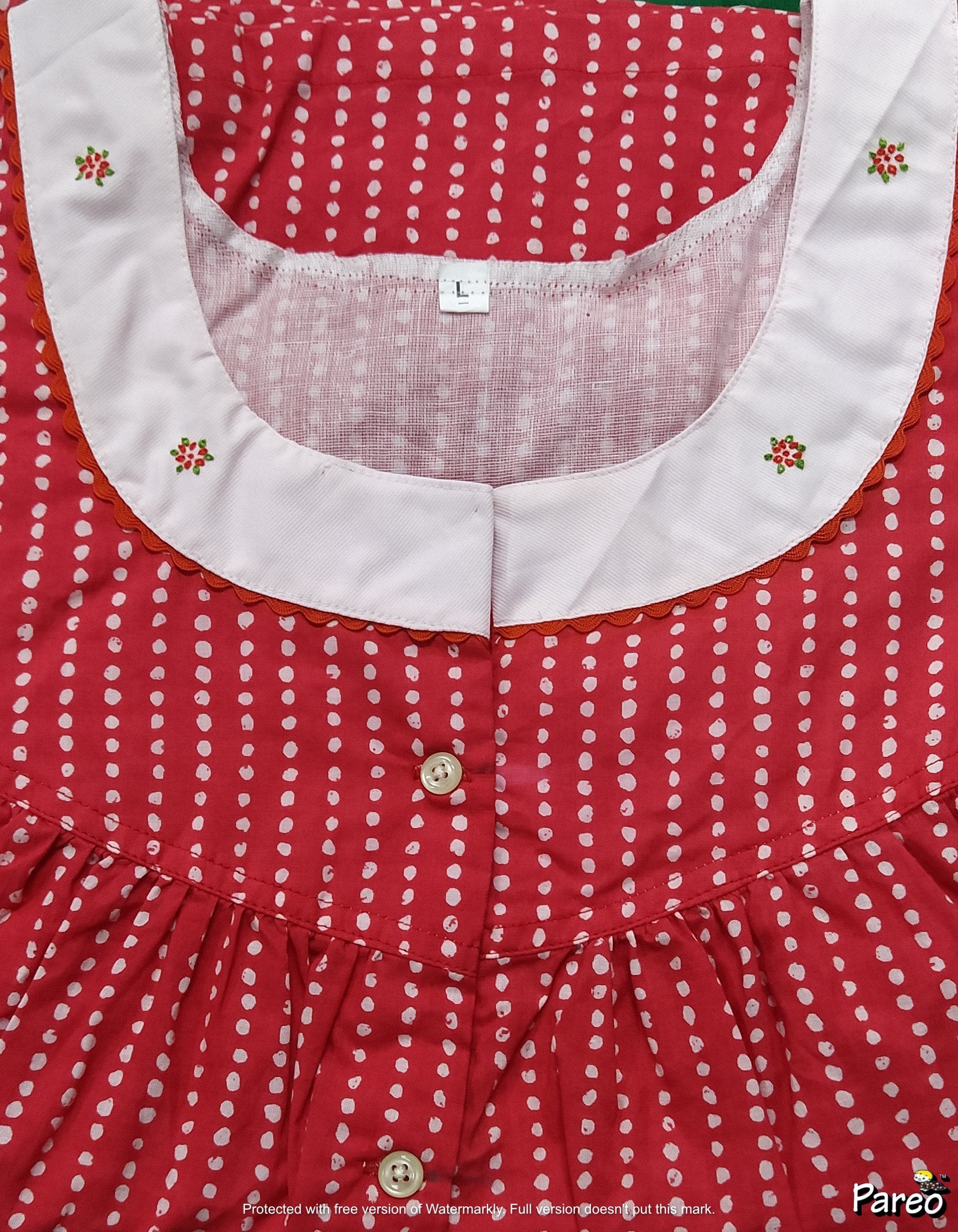 Soft Cotton Half Open Large Printed Nighty