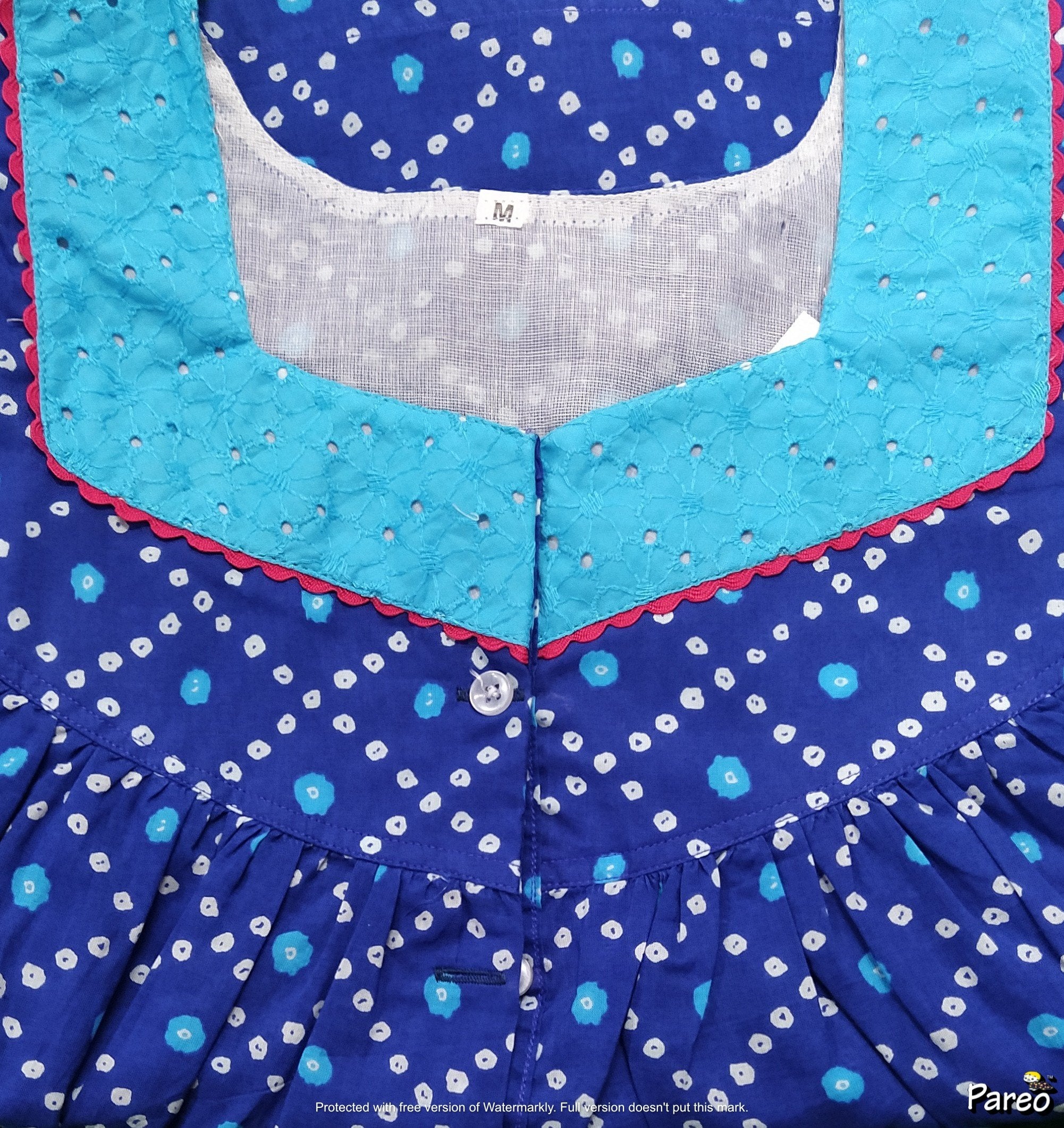 Soft Cotton Half Open Medium Printed Nighty short length 49"