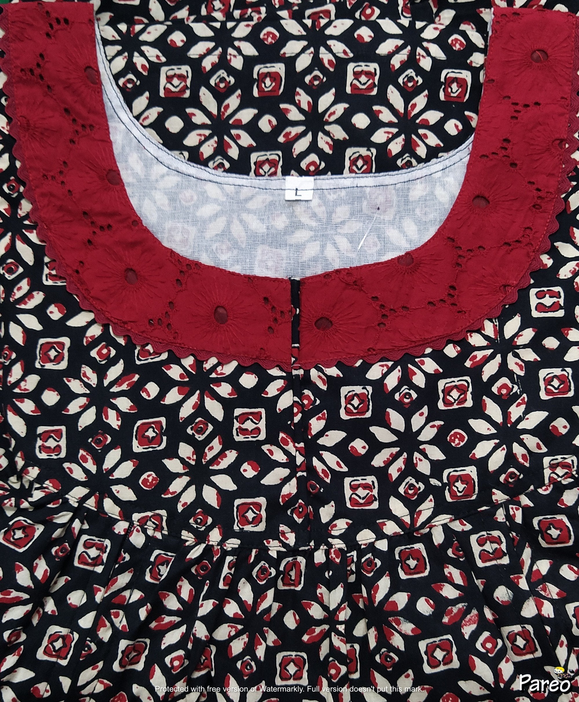 Cotton Side zip Large Printed Nighty