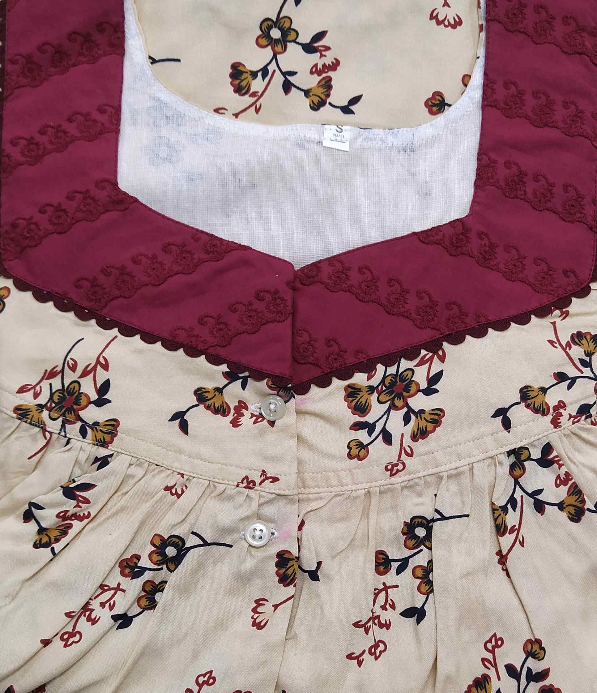 Rayon Half Open Small Printed Nighty