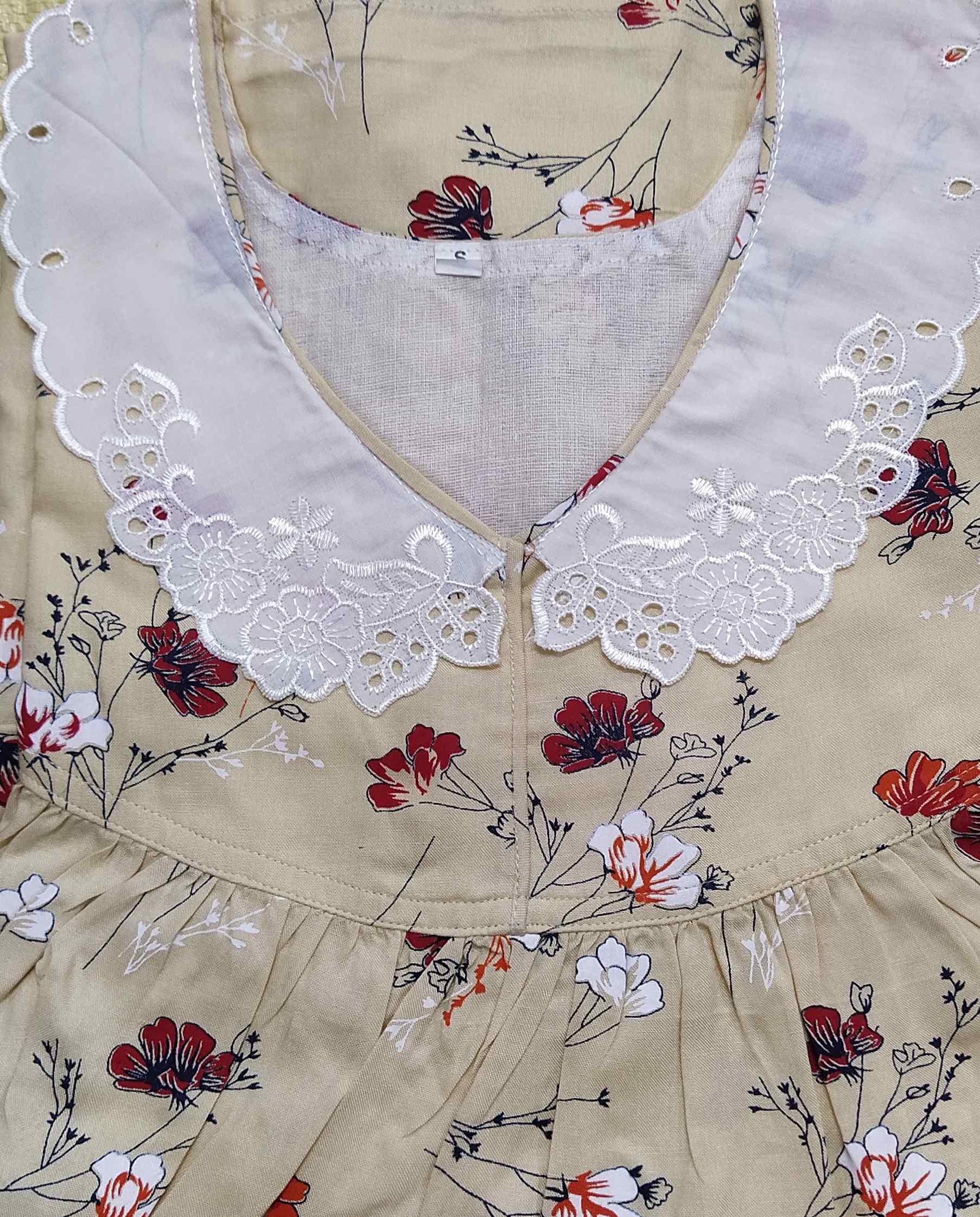 Rayon No Open Small Printed Nighty