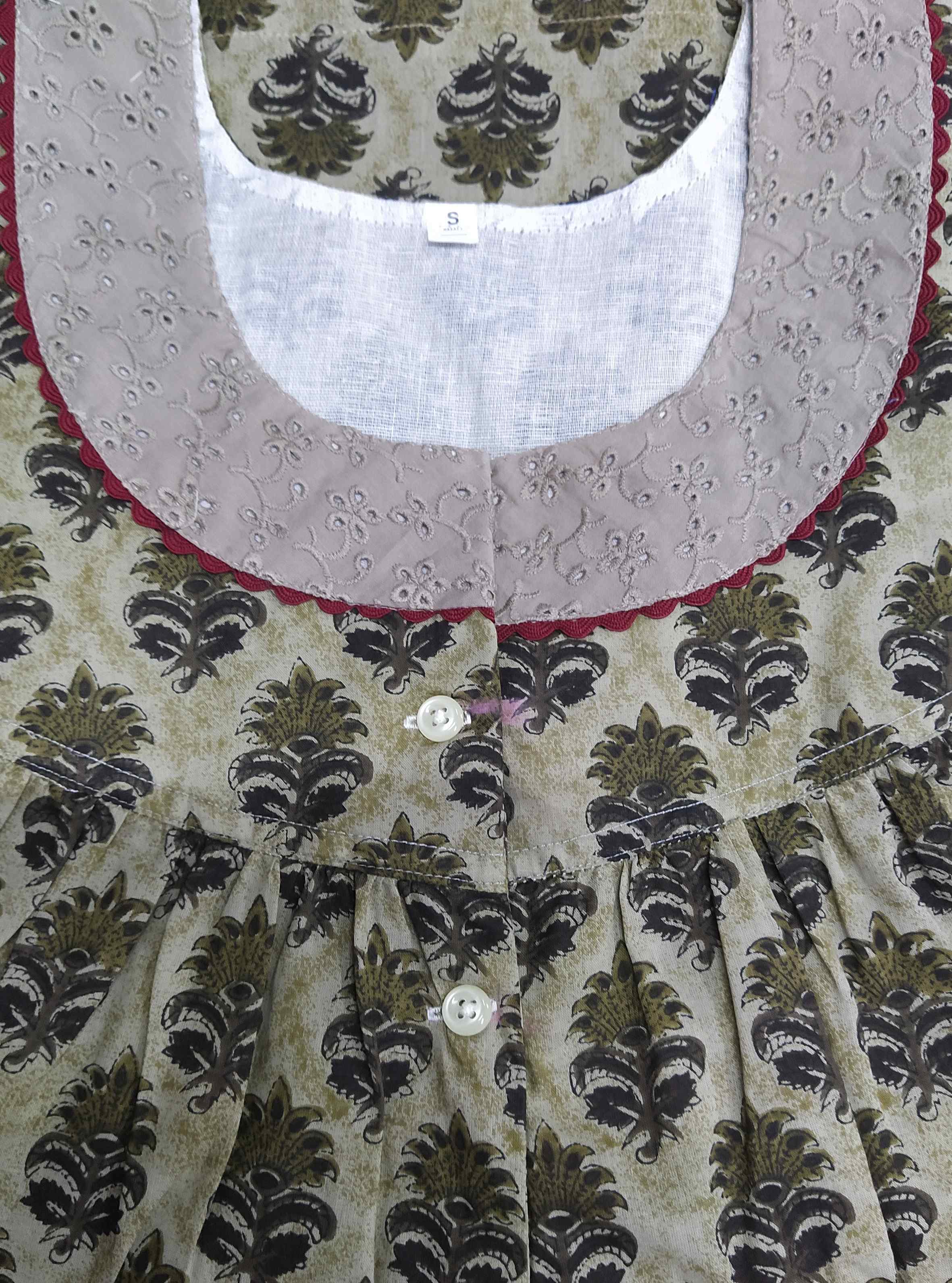 Soft Cotton Half Open Small Printed Nighty