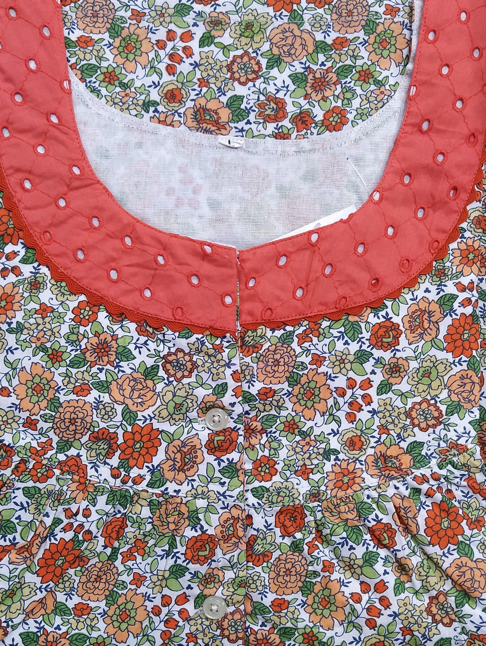 Cotton Half Open Large Printed Nighty