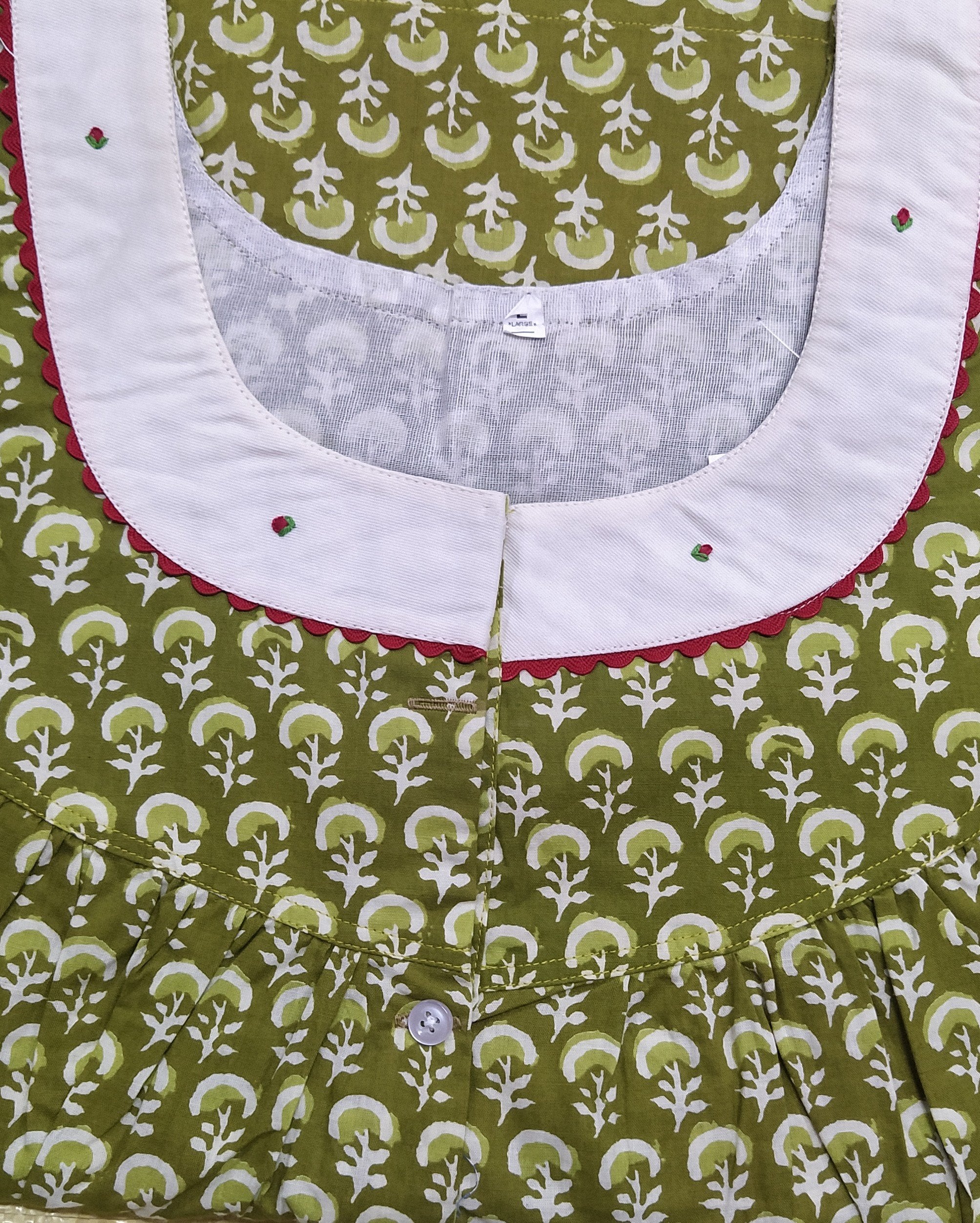 Cotton Half Open Large Printed Nighty