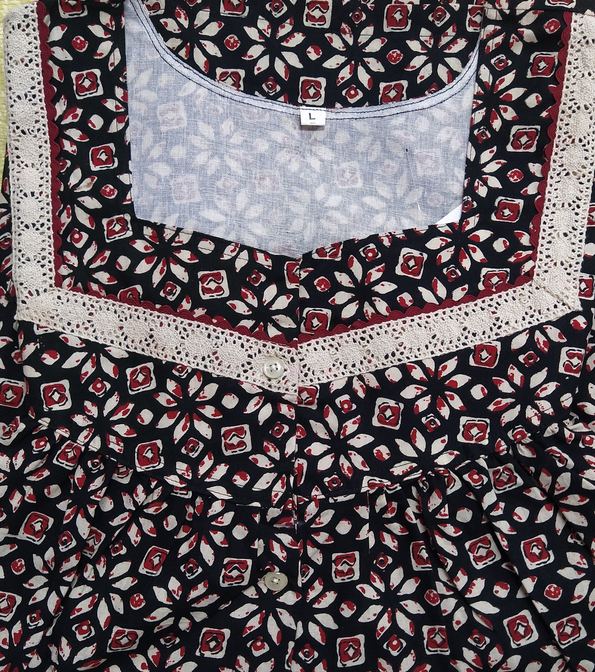 Cotton Half Open Large Printed Nighty