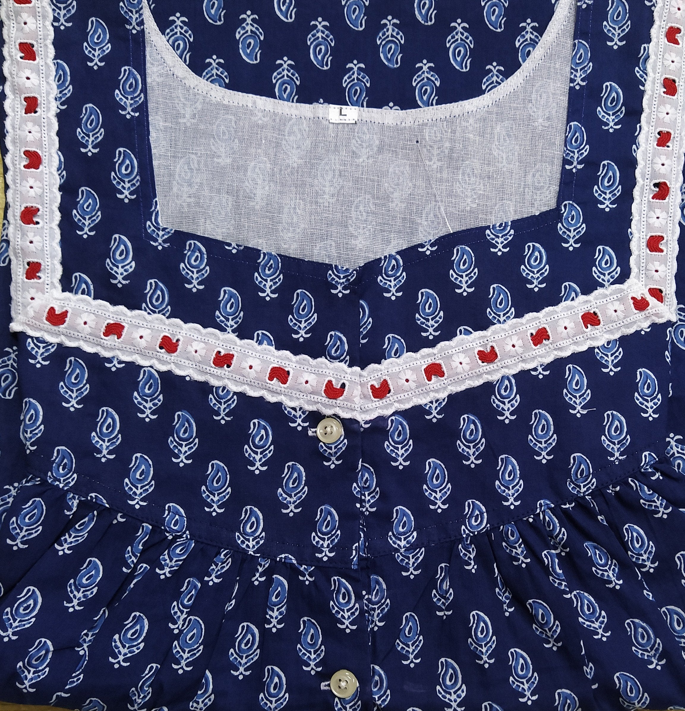 Soft Cotton Half Open Large Printed Nighty