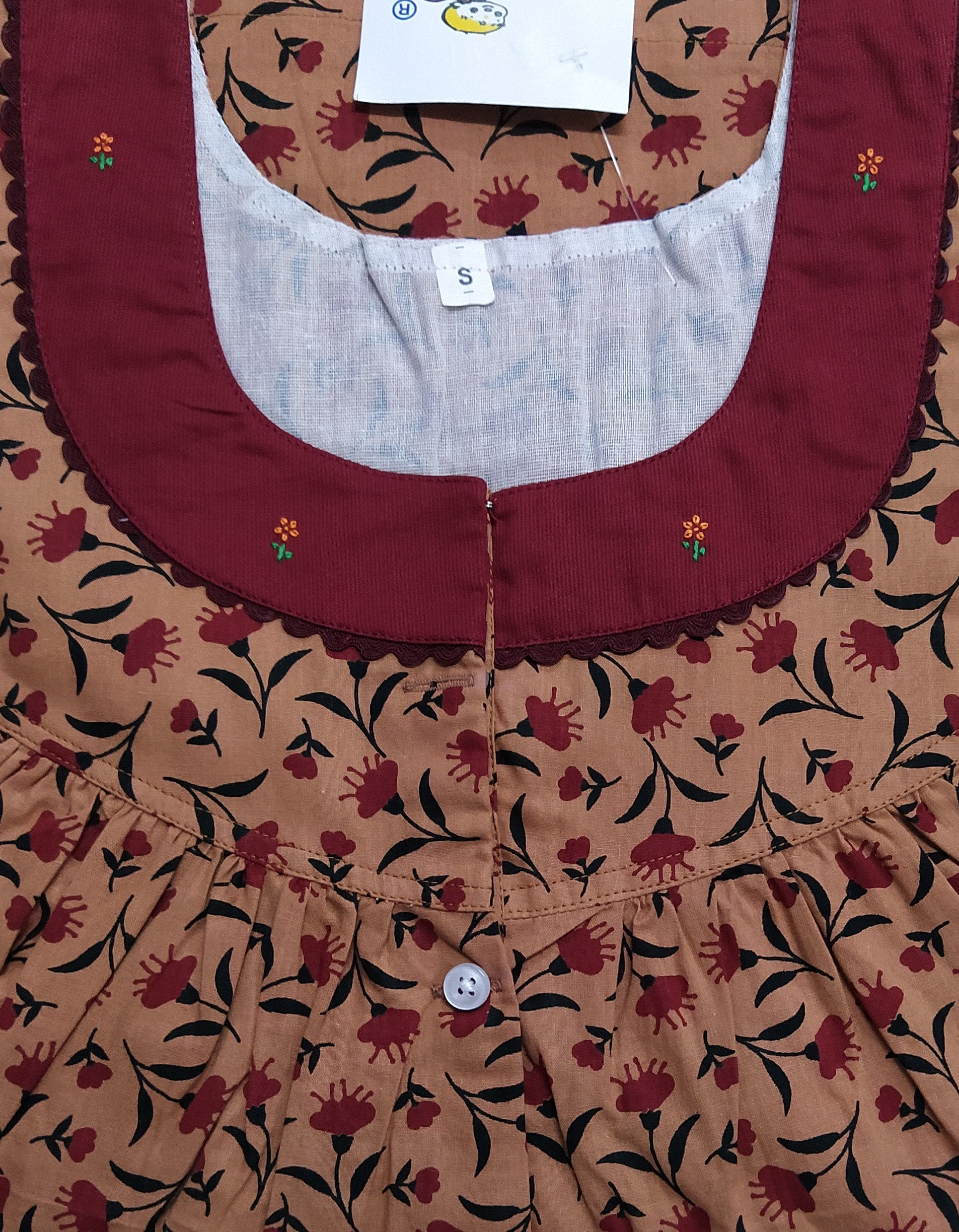 Cotton Half Open Small Printed Nighty
