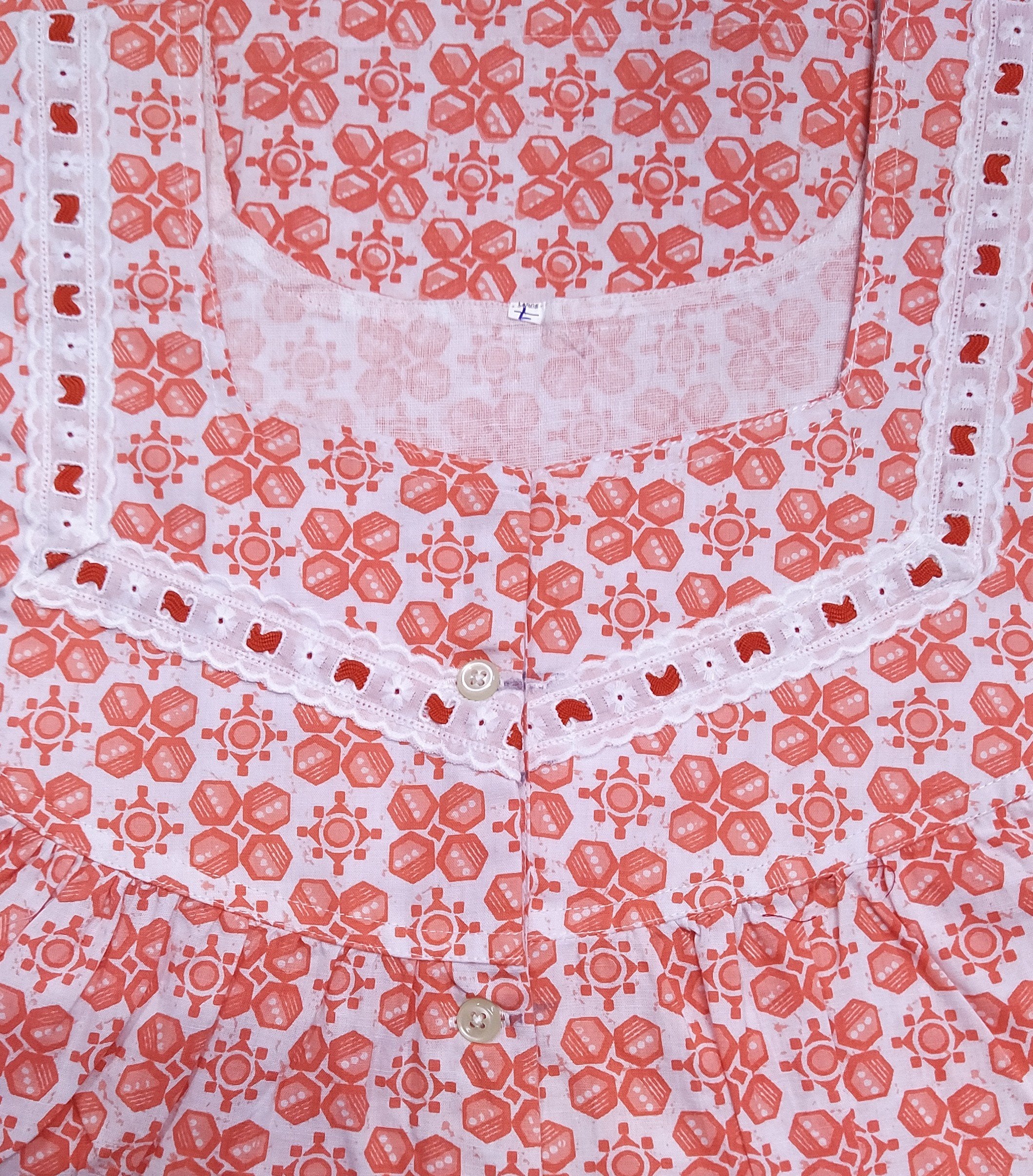 Cotton Half Open Large Printed Nighty