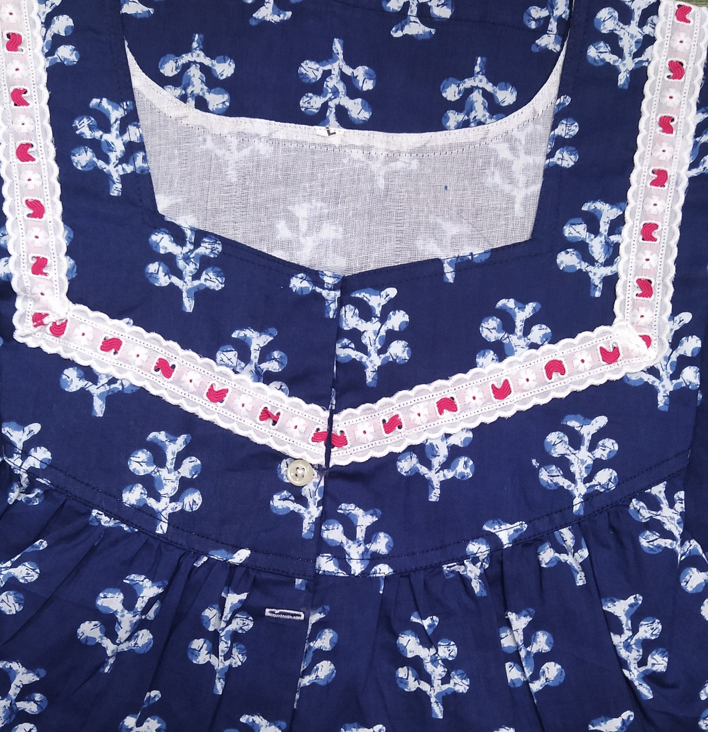 Soft Cotton Half Open Large Printed Nighty