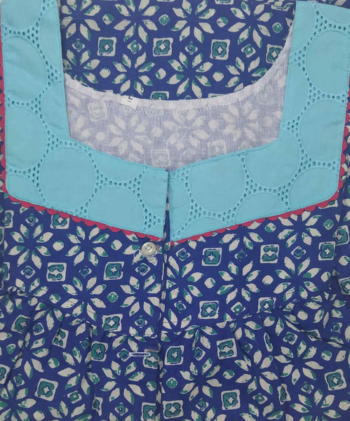 Cotton Half Open Large Printed Nighty