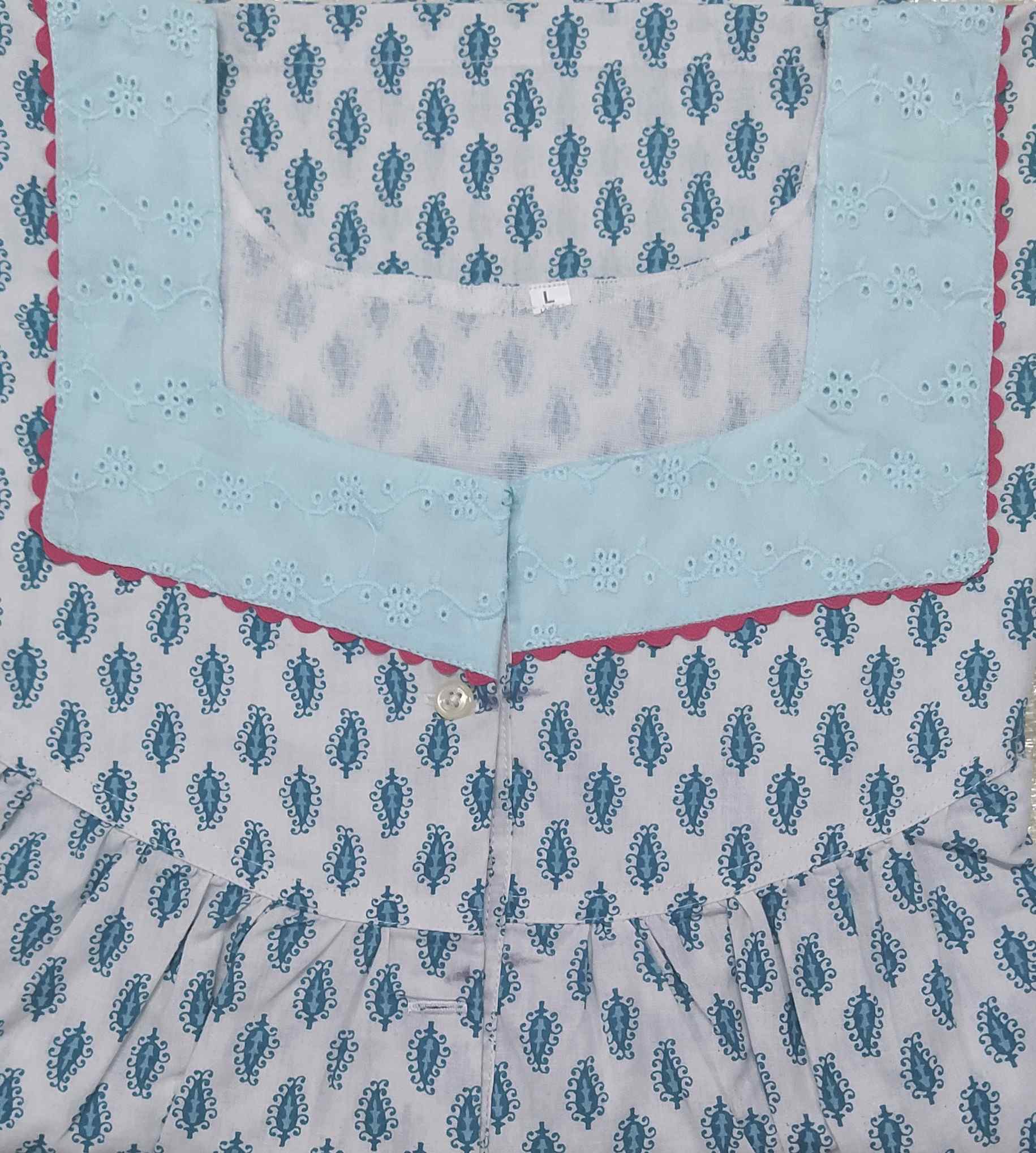 Cotton Half Open Large Printed Nighty