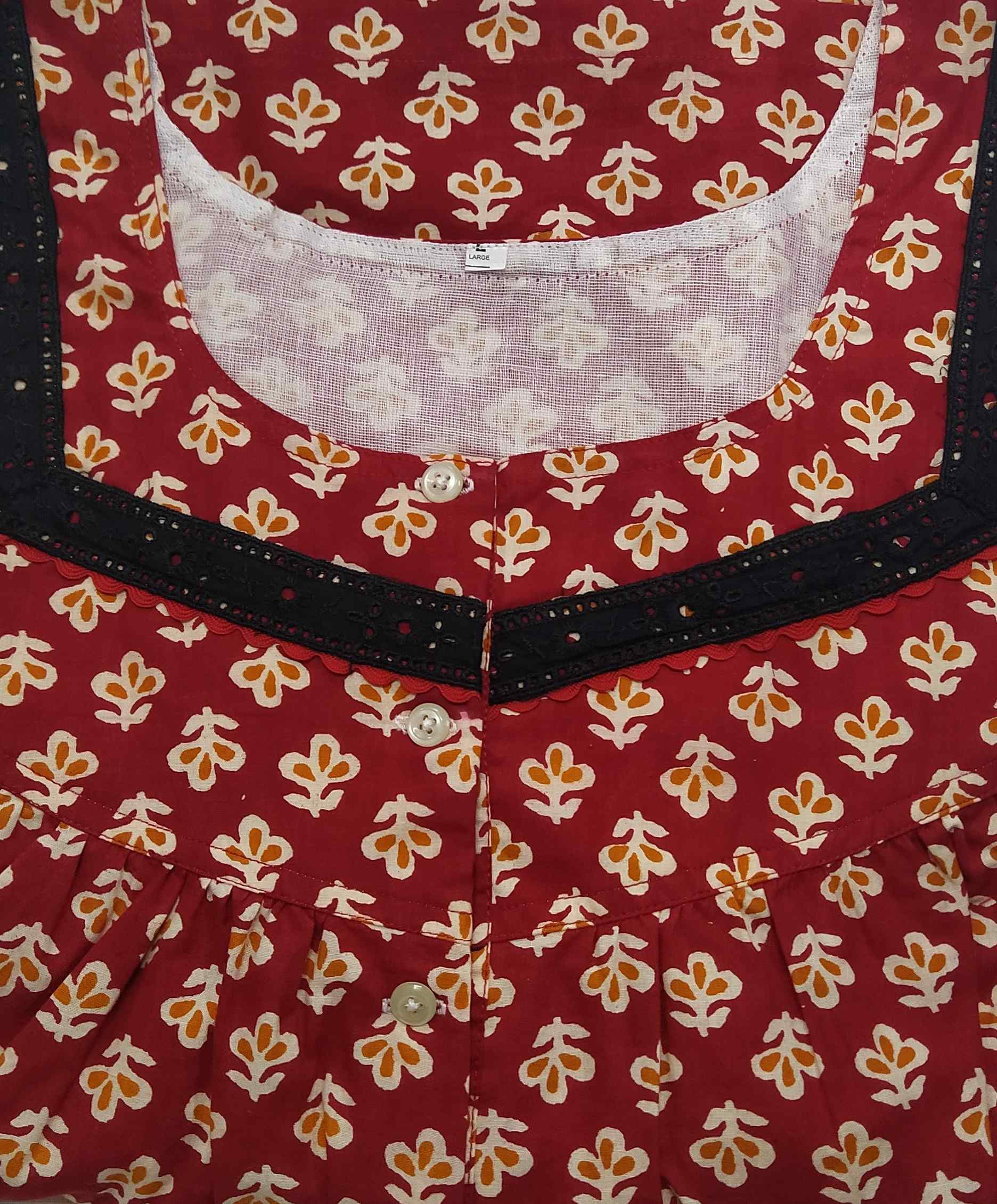 Cotton Half Open Large Printed Nighty