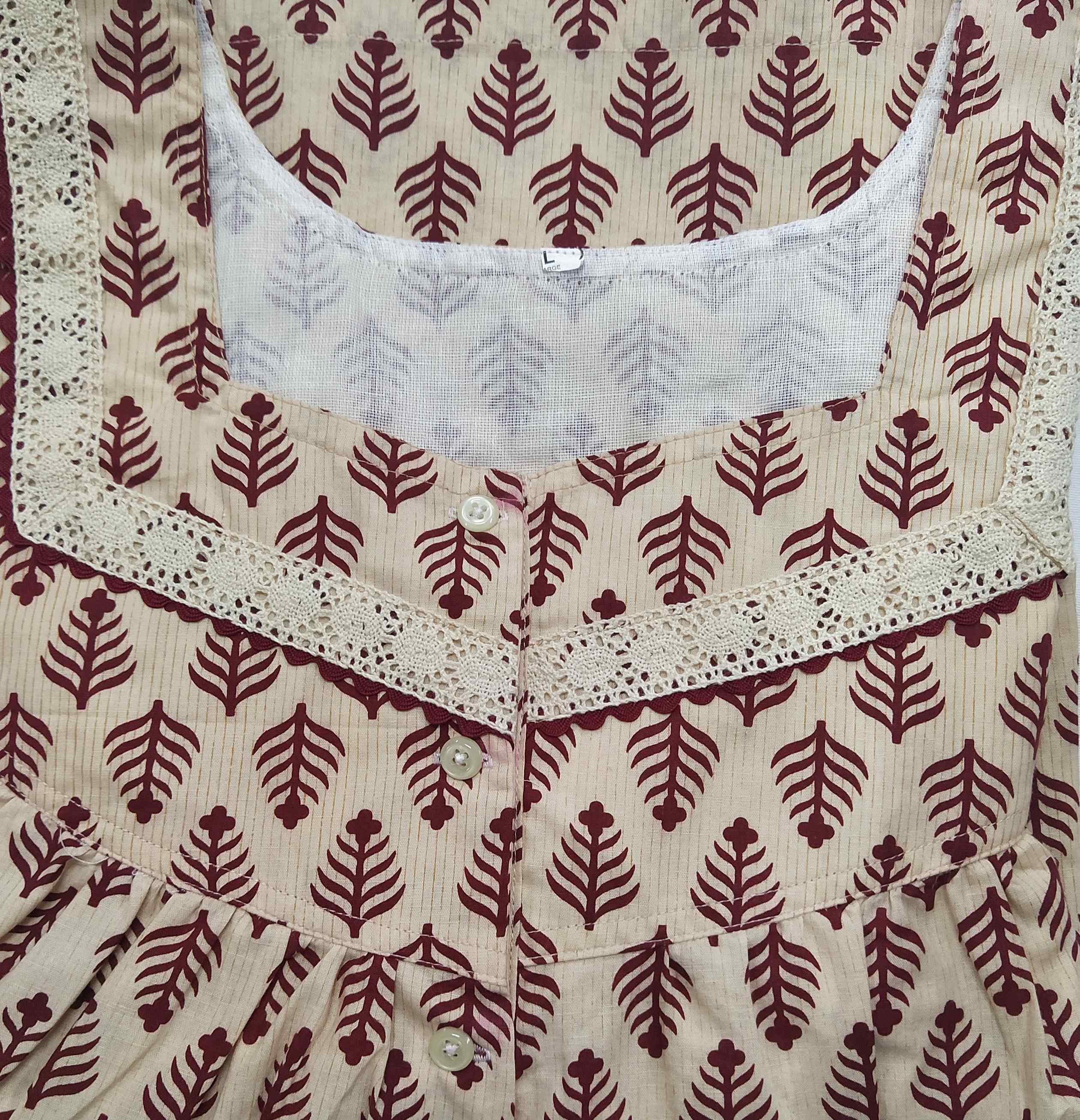Cotton Half Open Large Printed Nighty