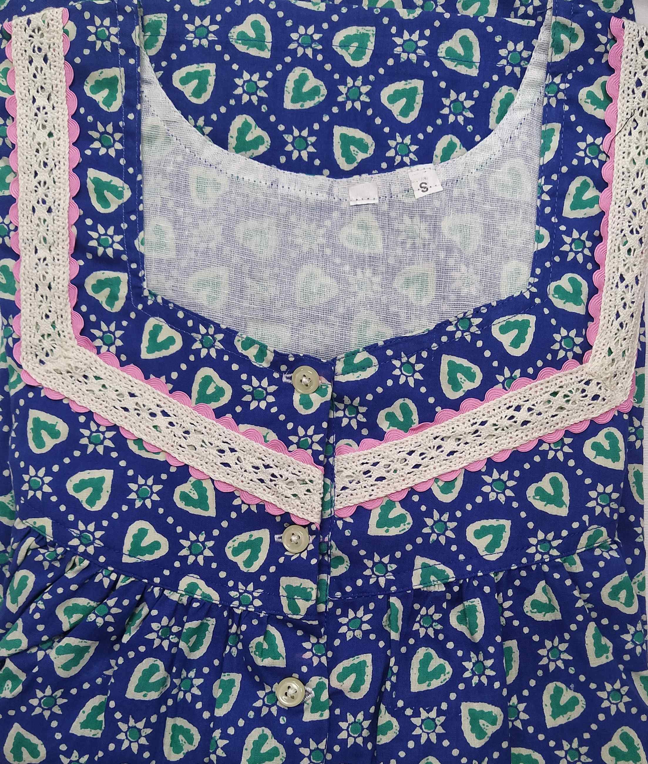 Cotton Half Open Small Printed Nighty