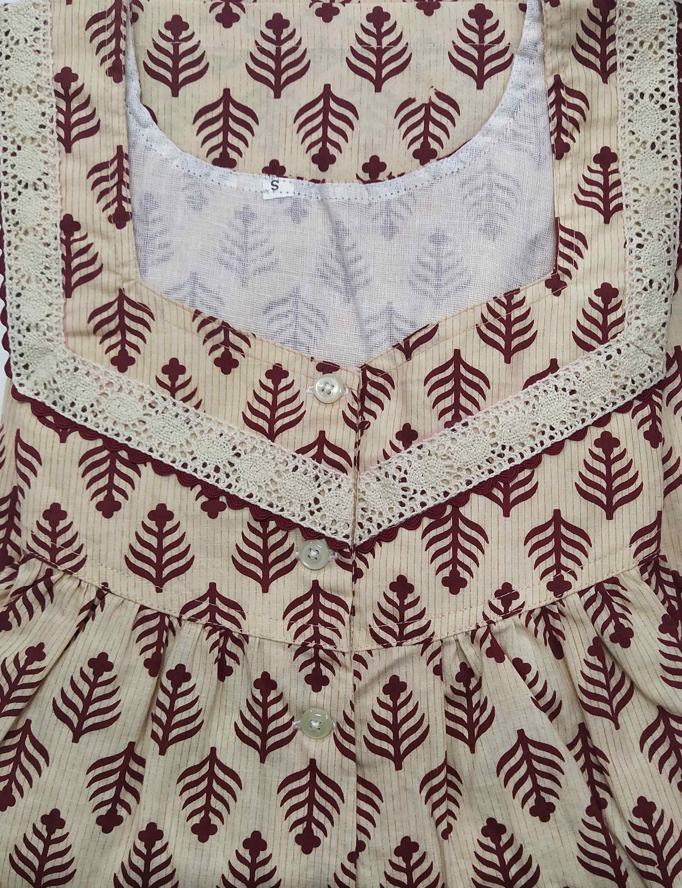 Cotton Half Open Small Printed Nighty