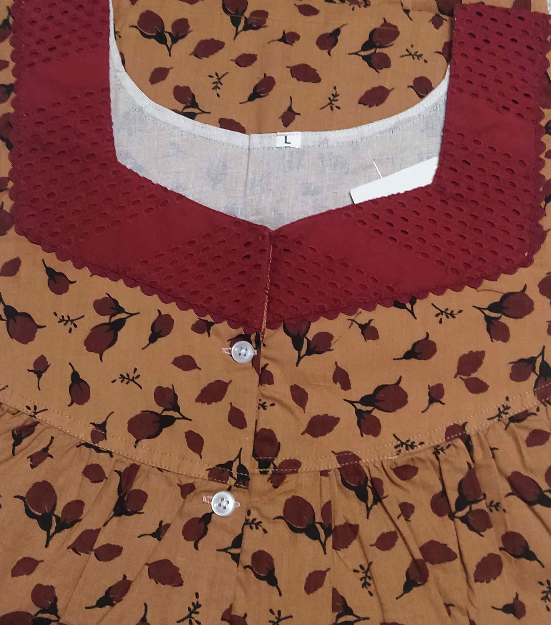 Cotton No Open Large Printed Nighty