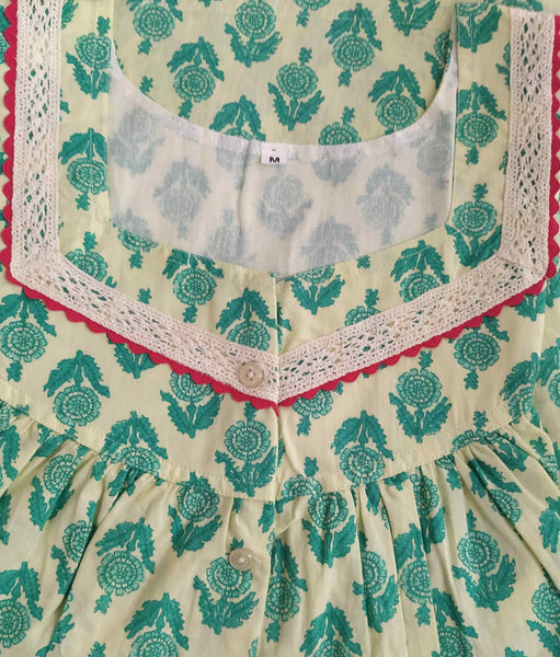 Soft Cotton Half Open Medium Printed Nighty
