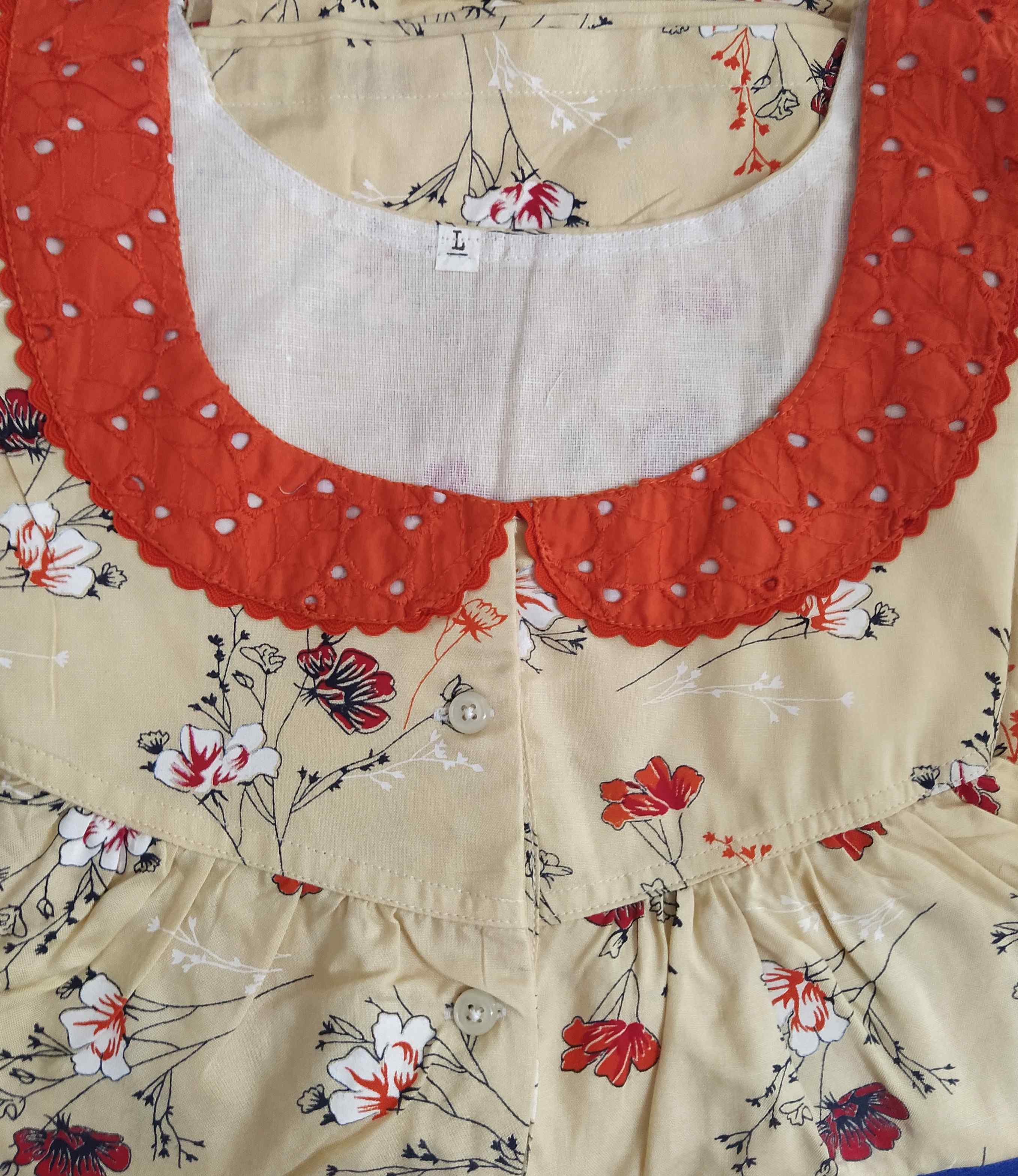 Rayon Half Open Large Printed Nighty