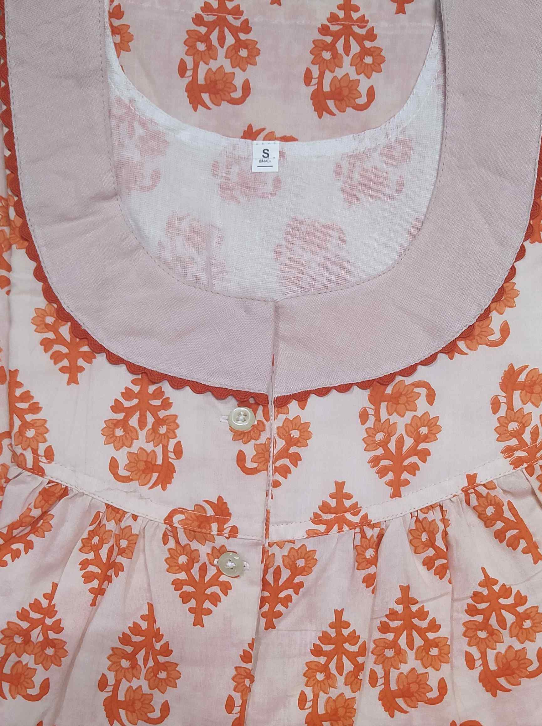 Cotton Half Open Small Printed Nighty
