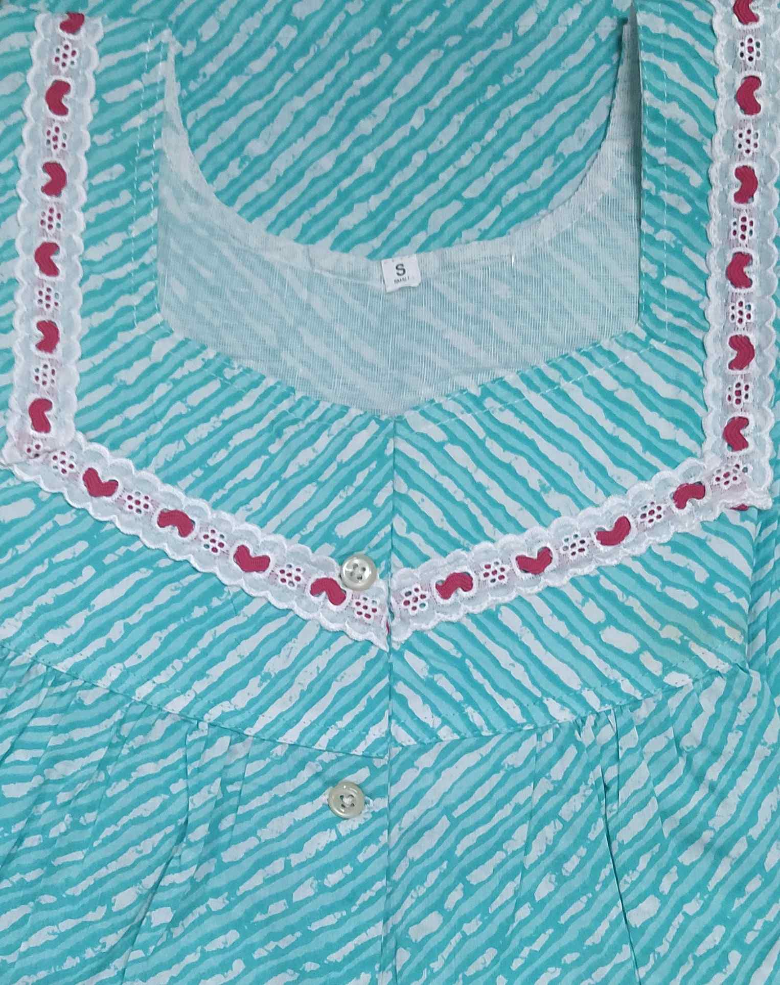 Soft Cotton Half Open Small Printed Nighty