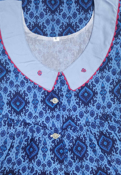 Soft Cotton Half Open Small Printed Nighty