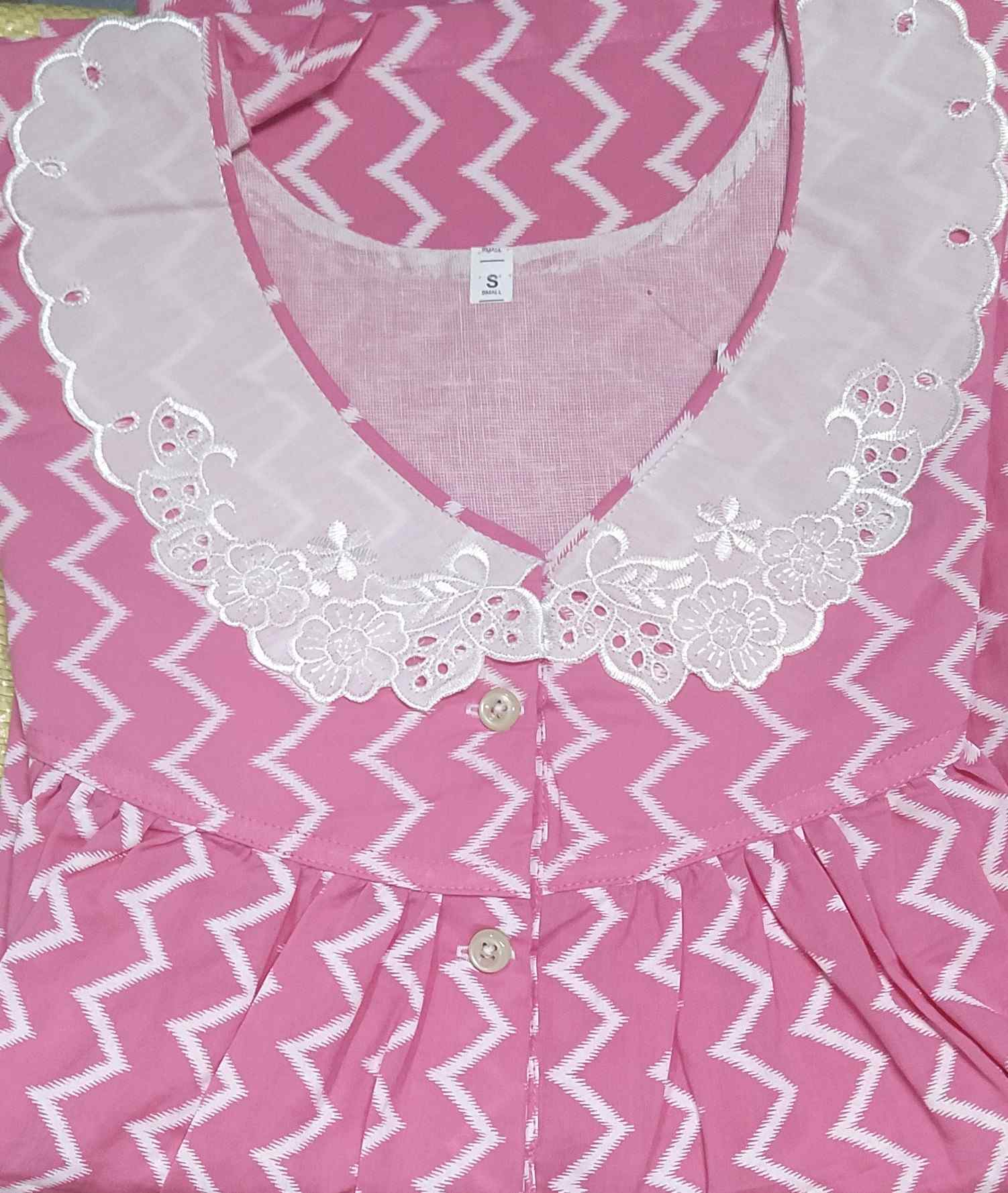 Soft Cotton Half Open Small Printed Nighty